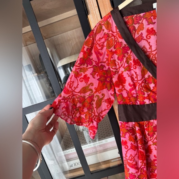 Vintage y2k silk babydoll top blouse anthropologie odille ruffle tie waist wrap - Picture 4 of 6